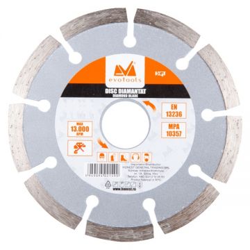 Evotools 678381 - Disc diamantat de taiere segmentat 115x22.2x1.2 mm taiere uscata