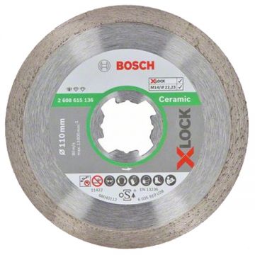 Bosch  Standard for Ceramic - Disc diamantat de taiere continuu 110x22.2x1.6 mm taiere uscata