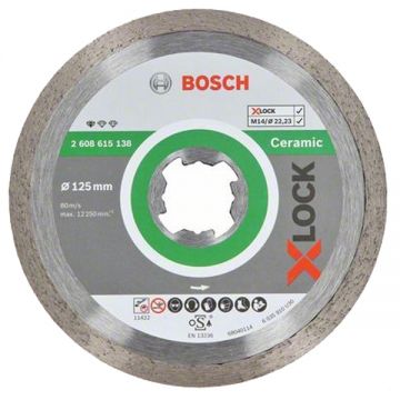 Bosch Standard for Ceramic - Disc diamantat de taiere continuu 125x22.2x1.6 mm taiere uscata