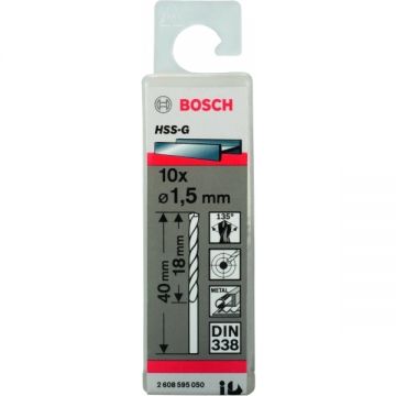 Bosch Standard Line - Set burghie metal HSS-G 1.5 mm tija cilindrica 10 bucati