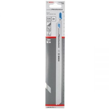 Bosch T 1018 AFP - Set panze fierastrau pendular tija cu un prag de prindere (T) 250 mm panou sandwich taiere dreapta fina 3 bucati