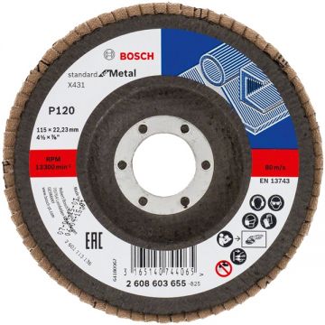 Bosch X431 - Disc lamelar profil convex 115x22.2 mm granulatie 120