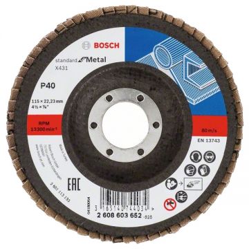 Bosch X431 - Disc lamelar profil convex 115x22.2 mm granulatie 40