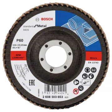 Bosch X431 - Disc lamelar profil convex 115x22.2 mm granulatie 60