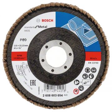 Bosch X431 - Disc lamelar profil convex 115x22.2 mm granulatie 80