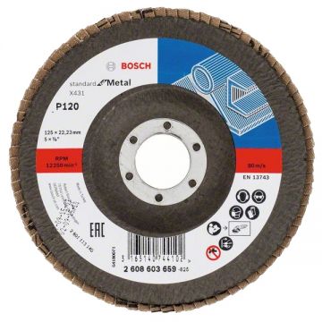 Bosch X431 - Disc lamelar profil convex 125x22.2 mm granulatie 120