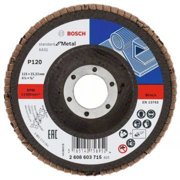 Bosch X431 - Disc lamelar profil drept 115x22.2 mm granulatie 120