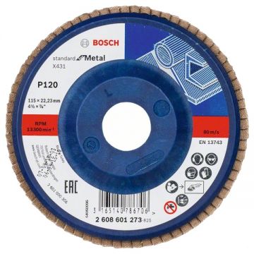 Bosch X431 - Disc lamelar profil drept 115x22.2 mm granulatie 120