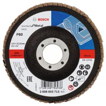 Bosch X431 - Disc lamelar profil drept 115x22.2 mm granulatie 60