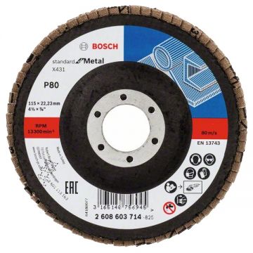 Bosch X431 - Disc lamelar profil drept 115x22.2 mm granulatie 80