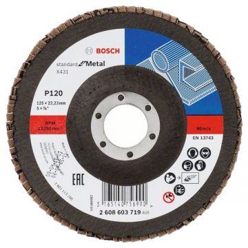 Bosch X431 - Disc lamelar profil drept 125x22.2 mm granulatie 120