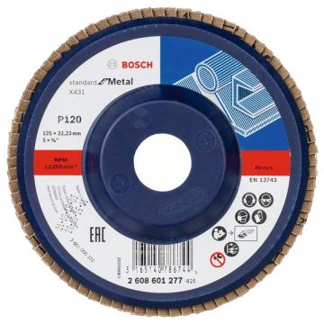 Bosch X431 - Disc lamelar profil drept 125x22.2 mm granulatie 120