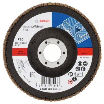 Bosch X431 - Disc lamelar profil drept 125x22.2 mm granulatie 80