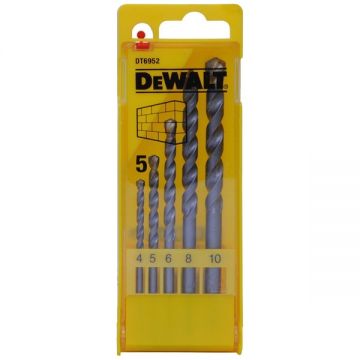 DeWalt DT6952 - Set burghie de zidarie 4-10 mm tija cilindrica 5 bucati