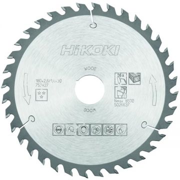 HiKOKI 752427 - Panza fierastrau circular lemn 180x30/20x2.6 mm 36 dinti