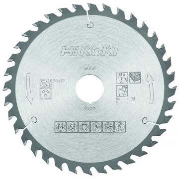 HiKOKI 752432 - Panza fierastrau circular lemn 185x30x2.6 mm 36 dinti