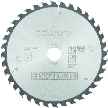 HiKOKI 752457 - Panza fierastrau circular lemn 235x30x2.6 mm 36 dinti