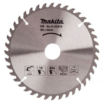 Makita D-03919 - Panza fierastrau circular lemn 185x30x1.8 mm 40 dinti