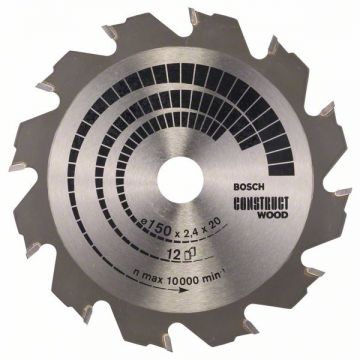 Bosch Construct Wood - Panza fierastrau circular lemn cu cuie 150x20/16x2.4 mm 12 dinti