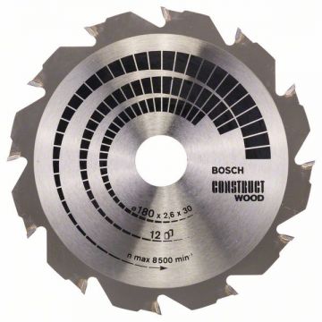 Bosch Construct Wood - Panza fierastrau circular lemn cu cuie 180x30/20x2.6 mm 12 dinti