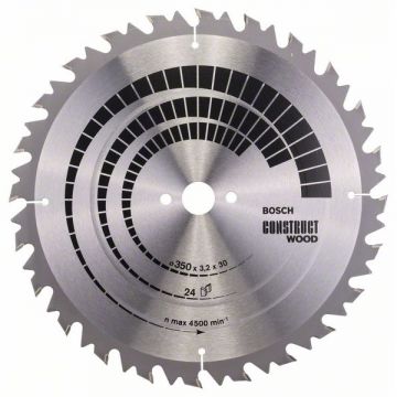 Bosch Construct Wood - Panza fierastrau circular lemn cu cuie 350x30x3.2 mm 24 dinti