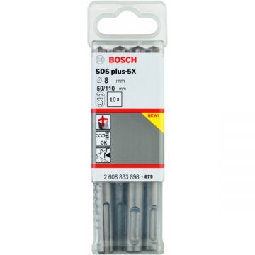 Bosch Plus-5X - Set burghie SDS-Plus 8 mm 10 bucati beton armat