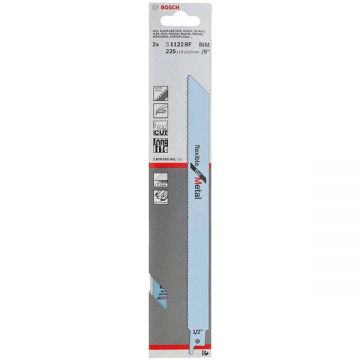 Bosch S 1122 BF - Set panze fierastrau sabie bimetal 225 mm 14 dinti/inch dantura standard 2 bucati