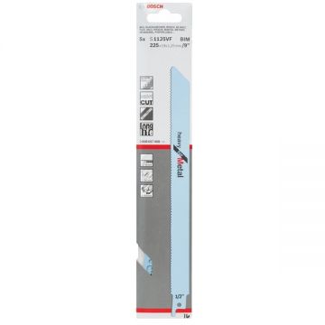 Bosch S 1125 VF - Set panze fierastrau sabie bimetal 225 mm 10-14 dinti/inch dantura progresiva 5 bucati