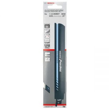 Bosch S 1127 BEF - Set panze fierastrau sabie bimetal 225 mm 14+18 dinti/inch dantura 2x2 Tooth Geometry Micro Edge 5 bucati