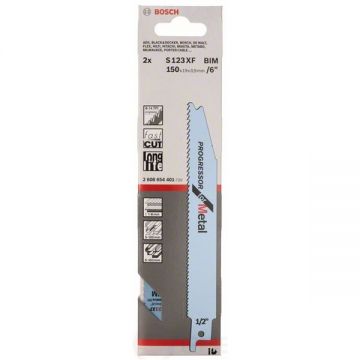 Bosch S 123 XF - Set panze fierastrau sabie bimetal 150 mm 8-14 dinti/inch dantura progresiva 2 bucati