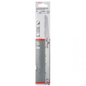 Bosch S 1531 L - Set panze fierastrau sabie HCS 240 mm 5 dinti/inch dantura standard 5 bucati