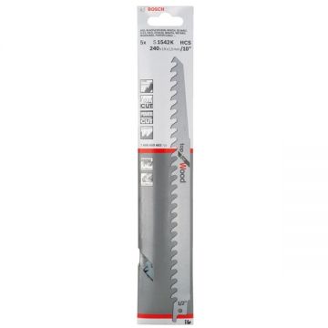 Bosch S 1542 K - Set panze fierastrau sabie HCS 240 mm 3 dinti/inch dantura standard 5 bucati