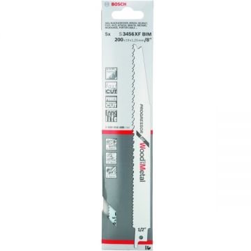 Bosch S 3456 XF - Set panze fierastrau sabie bimetal 200 mm 6-12 dinti/inch dantura progresiva 5 bucati