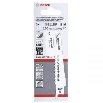 Bosch S 511 DF - Set panze fierastrau sabie bimetal 100 mm 6 dinti/inch dantura standard 5 bucati