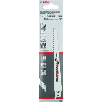 Bosch S 611 DF - Set panze fierastrau sabie bimetal 150 mm 6 dinti/inch dantura standard 2 bucati