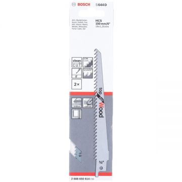 Bosch S 644 D - Set panze fierastrau sabie HCS 150 mm 6 dinti/inch dantura standard 2 bucati