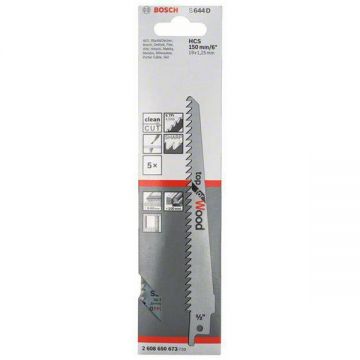 Bosch  S 644 D - Set panze fierastrau sabie HCS 150 mm 6 dinti/inch dantura standard 5 bucati