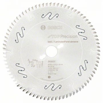 Bosch Top Precision Best for Laminated Panel Abrasive - Panza fierastrau circular panouri laminate 250x30x3.2 mm 80 dinti