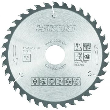 HiKOKI 752413 - Panza fierastrau circular lemn 165x30/20x1.8 mm 36 dinti