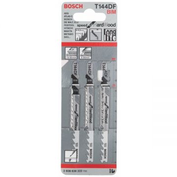 Bosch T 144 DF - Set panze fierastrau pendular tija cu un prag de prindere (T) 100 mm lemn taiere dreapta grosiera 3 bucati