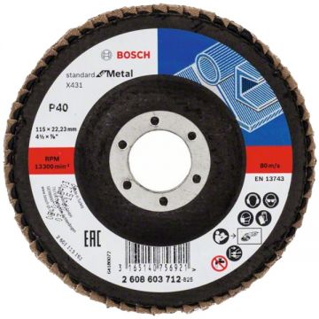 Bosch X431 - Disc lamelar profil drept 115x22.2 mm granulatie 40