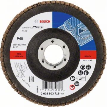 Bosch X431 - Disc lamelar profil drept 125x22.2 mm granulatie 40