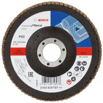 Bosch X431 - Disc lamelar profil drept 125x22.2 mm granulatie 60