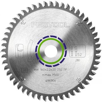 Festool 160x2.2x20 TF52 - Panza fierastrau circular aluminiu 160x20x2.2 mm 52 dinti