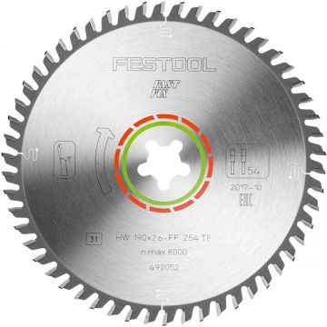 Festool 190x2.6 FF TF54 - Panza fierastrau circular panouri laminate 190xFastFixx2.6 mm 54 dinti