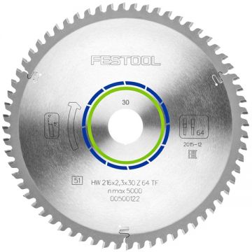 Festool 216x2.3x30 TF64 - Panza fierastrau circular aluminiu 216x30x2.3 mm 64 dinti