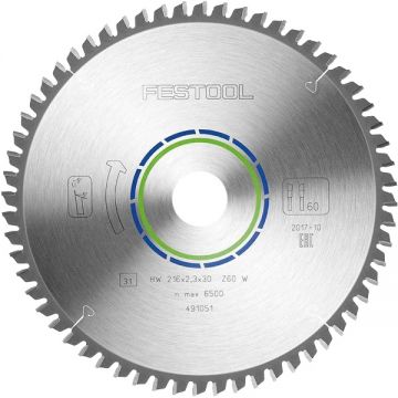 Festool 216x2.3x30 W60 - Panza fierastrau circular aluminiu 216x30x2.3 mm 60 dinti