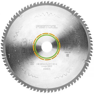 Festool WOOD FINE CUT HW - Panza fierastrau circular lemn 260x30x2.5 mm 80 dinti