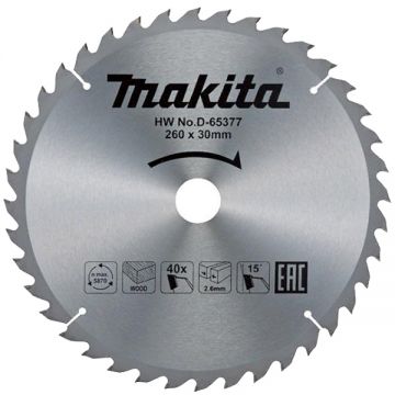 Makita D-65377 - Panza fierastrau circular lemn 260x30x2.6 mm 40 dinti