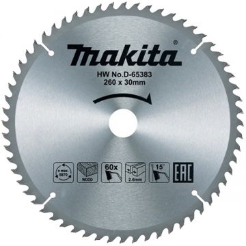 Makita D-65383 - Panza fierastrau circular lemn 260x30x2.6 mm 60 dinti